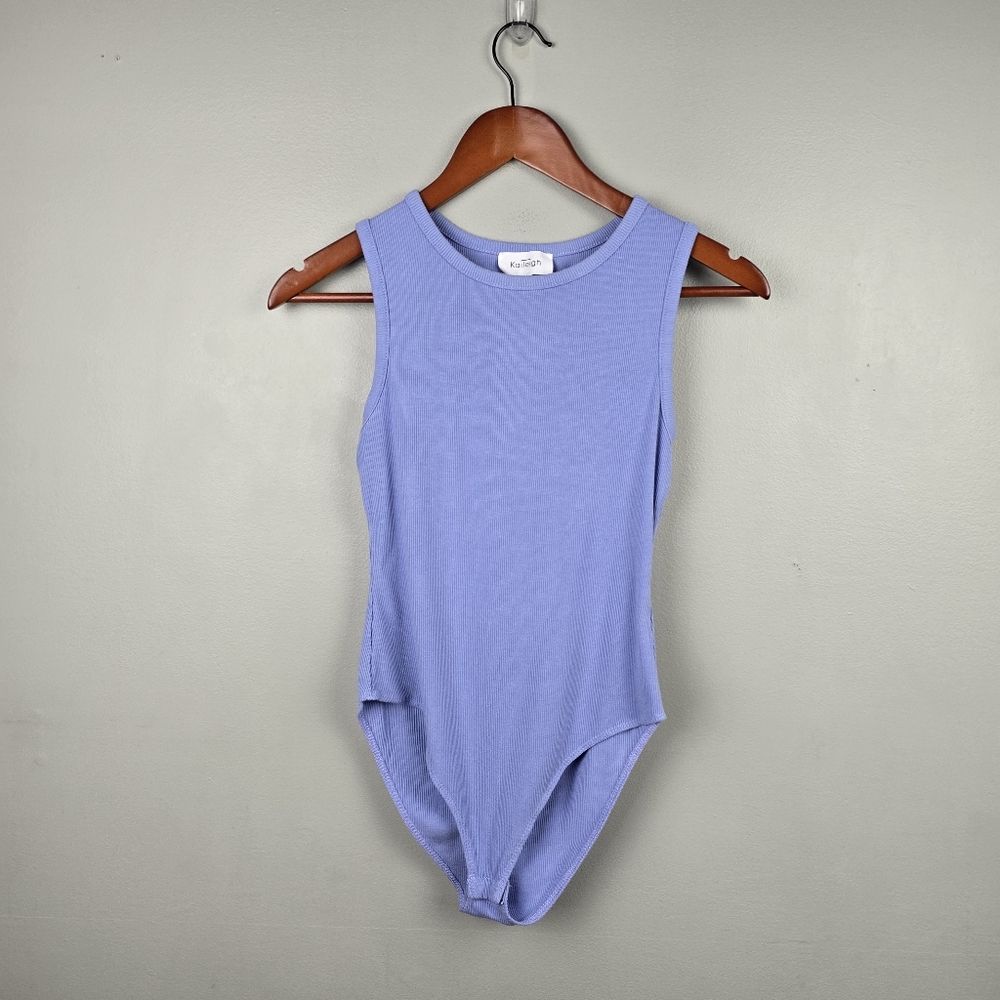 Kaileigh Sleeveless Ribbed Bodysuit Periwinkle Women Sz SP Clean Girl Y2K Basics